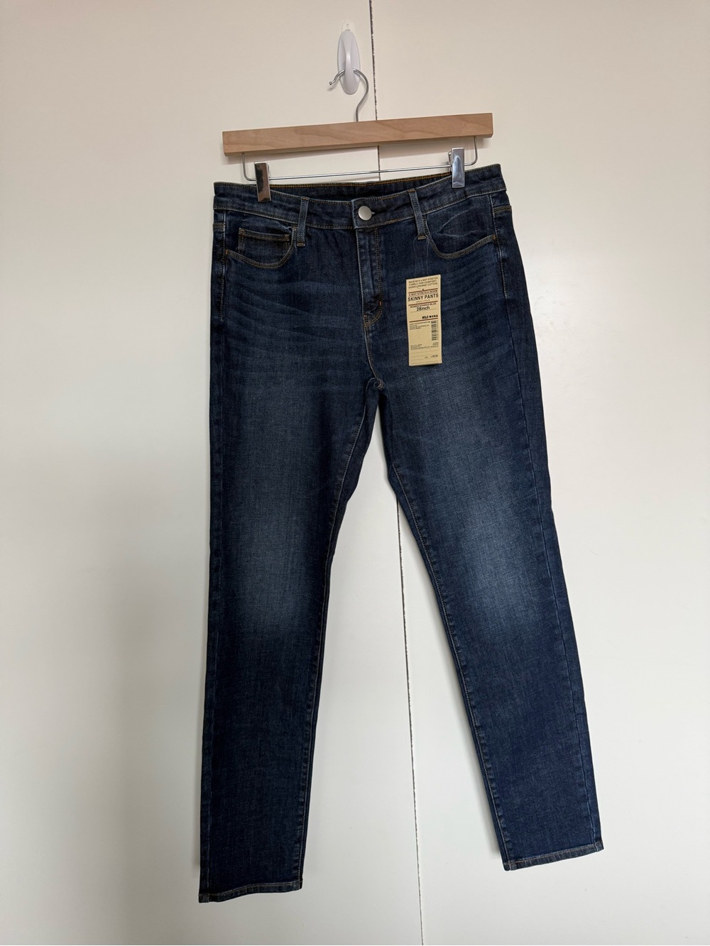 MUJI 4-WAY STRETCH DENIM SKINNY JEANS, Size: 28, Color: Blue, NWT